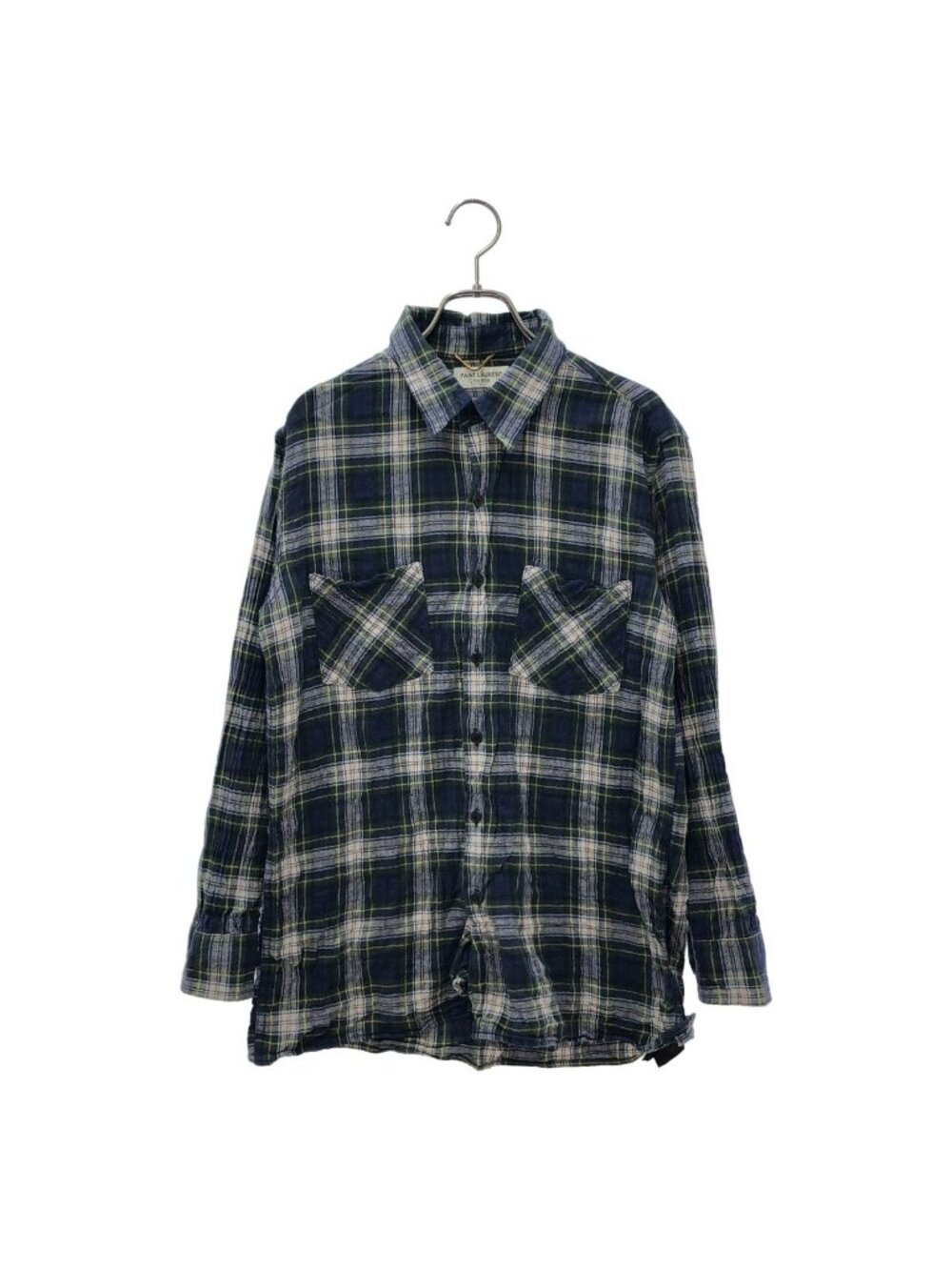 Saint Laurent Paris Hedi Slimane Era Cotton Checked Shirt Green Navy M